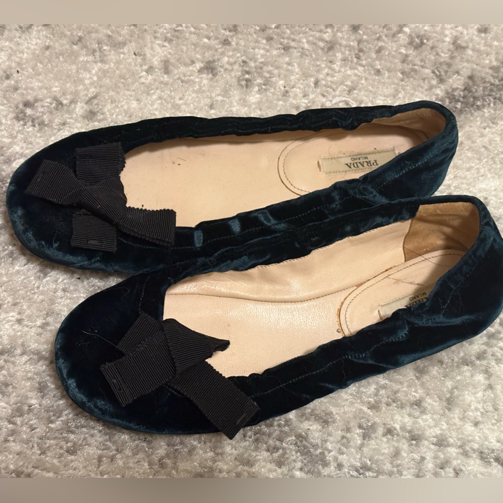 Velvet Prada ballet flats